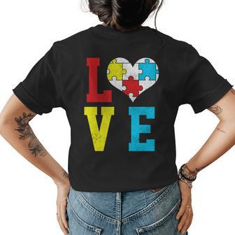 Autism Awareness Love Autistic Pride Asperger Proud Mom Gift Womens Back Print T-shirt | Mazezy