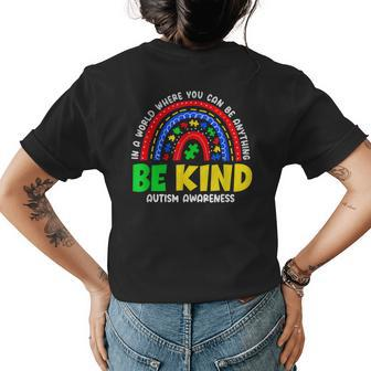 Autism Son Child Daughter Mom Rainbow Be Kind Womens Back Print T-shirt | Mazezy