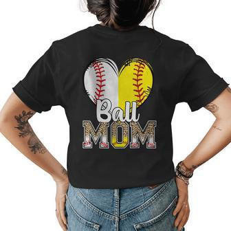 Awesome Leopard Ball Mom Baseball Lover Women Gift Womens Back Print T-shirt | Mazezy