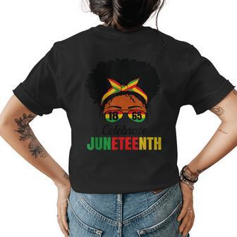 Awesome Messy Bun Celebrate Junenth Black History Women Womens Back Print T-shirt - Seseable