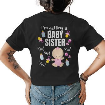 Baby Sister Reveal Im Getting A Baby Sitters Little Sister Womens Back Print T-shirt | Mazezy