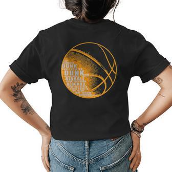 Basketball Motivational Word Cloud Dunk Three Pointer Womens Back Print T-shirt | Mazezy