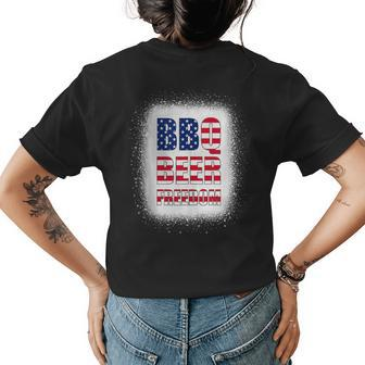 Bbq Beer Freedom America Usa Party 4Th Of July Summer Beer Funny Gifts Womens Back Print T-shirt | Mazezy