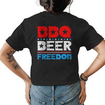 Bbq Beer Freedom America Usa Party 4Th Of July Summer Gift Beer Funny Gifts Womens Back Print T-shirt | Mazezy
