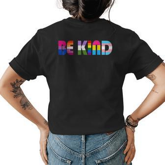 Be Kind Lgbt Flag Gay Les Pride Month Transgender Pansexual Womens Back Print T-shirt | Mazezy