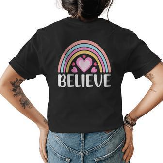 Believe Boho Rainbow For Women Accept Faith Hope Trust Faith Funny Gifts Womens Back Print T-shirt | Mazezy