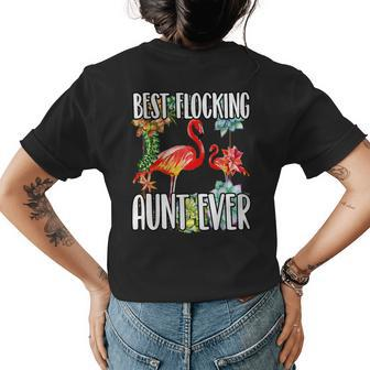 Best Flocking Aunt Ever Funny Auntie Flamingo Cactus Gift Cactus Funny Gifts Womens Back Print T-shirt | Mazezy