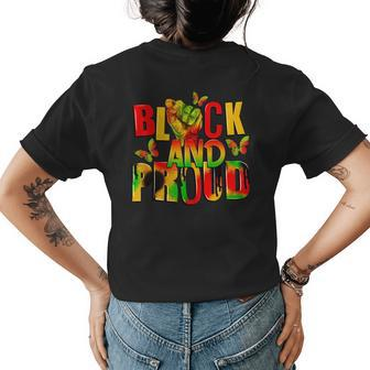 Black And Proud Junenth Fist Butterfly African Junenth Womens Back Print T-shirt | Mazezy
