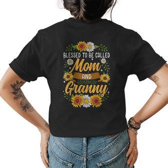 Blessed To Be Called Mom And Granny Cute Sunflower Womens Back Print T-shirt | Mazezy