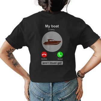 Boat Funny Boat Captain Joke Boating Boat Lover Gift Womens Back Print T-shirt - Thegiftio UK