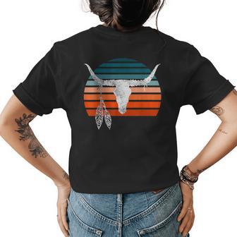 Boho Longhorn Western Life Cowboy & Cowgirl Styled Womens Back Print T-shirt | Mazezy