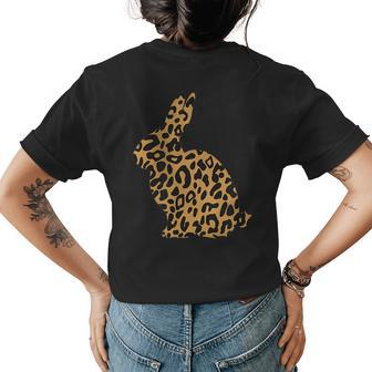 Bunny Leopard Cheetah Print Cute Rabbit Easter Gift Womens Back Print T-shirt | Mazezy