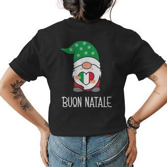 Buon Natale Italian Christmas Gnome Womens Back Print T-shirt | Mazezy