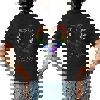 Butterfly Heart Rainbow Love Is Love Lgbt Gay Lesbian Pride Womens Back Print T-shirt - Thegiftio UK