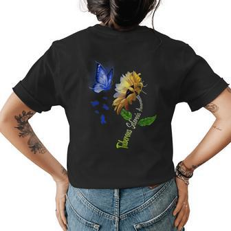 Butterfly Sunflower Tuberous Sclerosis Awareness Womens Back Print T-shirt | Mazezy