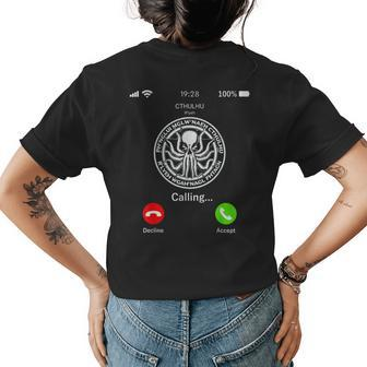 The Call Of Cthulhu Monster Is Calling Scary Men Women Goth Scary Womens T-shirt Back Print | Mazezy