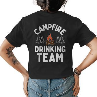 Campfire Drinking Team Camping Lover Camper Mom Camper Girl Womens Back Print T-shirt | Mazezy