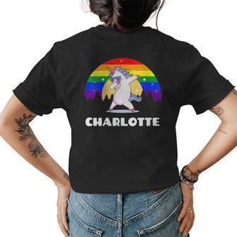Charlotte North Carolina - Lgbtq Gay Pride Rainbow Womens Back Print T-shirt | Mazezy