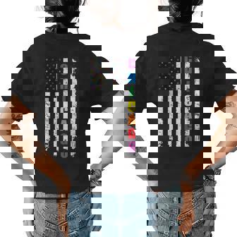 Chicago Illinois Lgbtq Gay Pride Month American Flag Rainbow Womens Back Print T-shirt | Mazezy