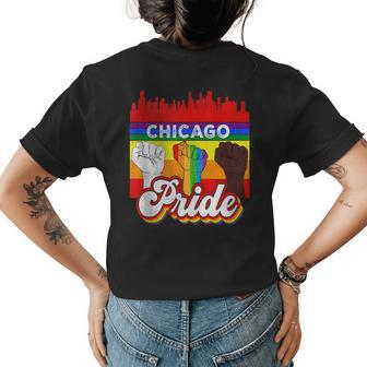 Chicago Pride Rainbow Gay Pride Flag Funny Lgbt Womens Back Print T-shirt | Mazezy