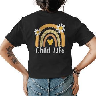 Child Life Pediatric Rainbow Hearts Flowers Retro Groovy 70S Womens Back Print T-shirt - Seseable
