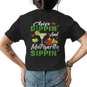 Chip Dippin And Margarita Sippin Funny Cinco De Mayo Women Cinco De Mayo Funny Gifts Womens Back Print T-shirt | Mazezy