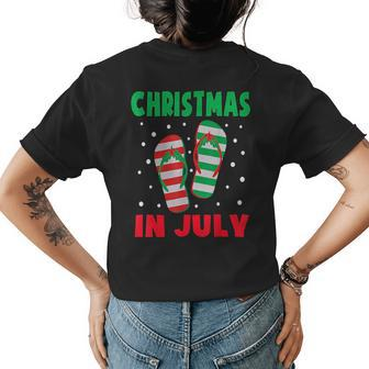 Christmas In July Flip Flops Funny Beach Summer Kids Toddler Womens Back Print T-shirt - Seseable