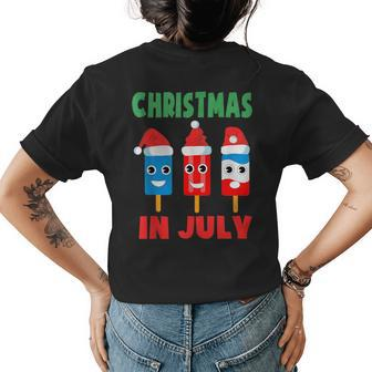 Christmas In July Ice Pops In Santa Hat Kids Toddler Cute Womens Back Print T-shirt - Seseable