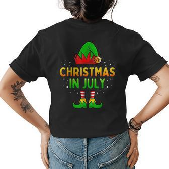 Christmas In July Santa Elf Funny Xmas Men Women Kids Womens Back Print T-shirt - Seseable