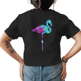 Colorful Fractal Geometric Flamingo Womens Back Print T-shirt | Mazezy