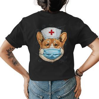 Corgi Dog Nurse Rn Nursing School Graduation Womens Back Print T-shirt | Mazezy