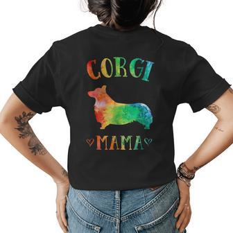 Corgi Mama Colorful Mothers Day Mommy Women Outfit Womens Back Print T-shirt | Mazezy