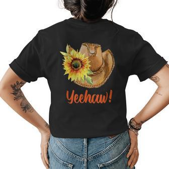 Country Cowgirl Hat Yeehaw Womens Back Print T-shirt | Mazezy