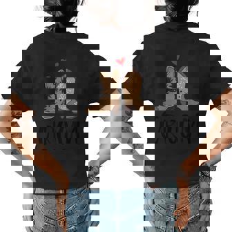 Cowboy Boots And Cowgirl Boots Illustrated Groom Womens Back Print T-shirt | Mazezy