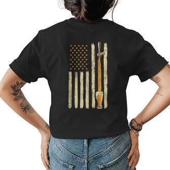 Craft Beer Tap Distressed American Flag Patriotic Alcohol Womens Back Print T-shirt | Mazezy