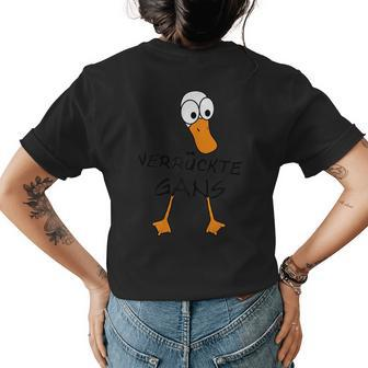 Crazy Goose Duck Bird Funny Geese Outfit Gift Womens Back Print T-shirt | Mazezy