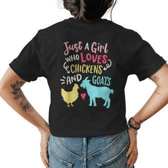 Cute Girl Who Loves Chickens Goats Lover Farmer Girls Funny Womens Back Print T-shirt | Mazezy