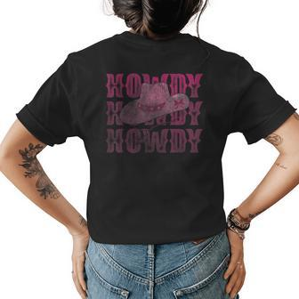 Cute Howdy Rodeo Western Country Southern Cowgirl Hats Womens Back Print T-shirt | Mazezy