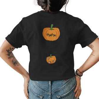 Cute Mama Pumpkin Baby Pumpkin Thanksgiving Pregnancy Outfit Womens Back Print T-shirt | Mazezy
