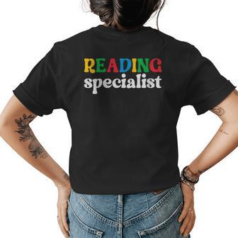 Cute Reading Teacher Design Book Lover Reading Specialist Gift For Womens Womens Back Print T-shirt | Mazezy