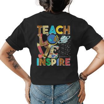 Cute Teach Love And Inspire Men Women Teacher Womens Back Print T-shirt - Seseable