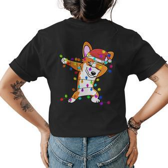 Dabbing Corgi Christmas Fairy Lights Dog Funny Xmas Costume Womens Back Print T-shirt | Mazezy