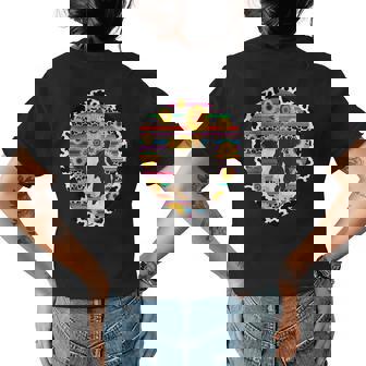 Dairy Cow Heifer Mom Farming Serape Leopard Sunflower Womens Back Print T-shirt | Mazezy