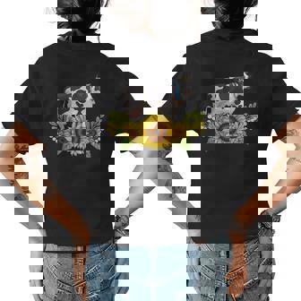 Dairy Cow Sunflower Dairy Cow Lover Gifts Womens Back Print T-shirt | Mazezy