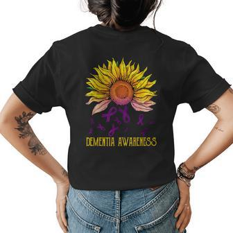 Dementia Awareness Sunflower Womens Back Print T-shirt | Mazezy