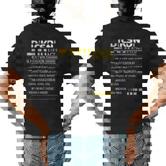 Dickson Name Gift Dickson Facts V3 Womens Back Print T-shirt - Seseable