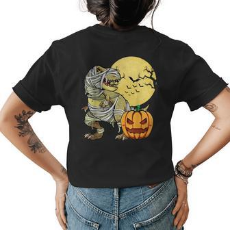 Dinosaur Trex Pumpkin Mummy Boys Halloween Party Costume Mummy Funny Gifts Womens Back Print T-shirt | Mazezy