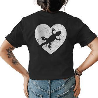 Distressed Heart Leopard Gecko Womens Back Print T-shirt | Mazezy