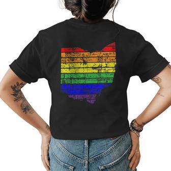 Distressed Ohio Lgbt Rainbow Gay Pride For Men Women Womens Back Print T-shirt | Mazezy