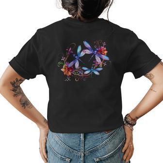 Dragonfly For Women Chakra Color Flower Dragonflies Womens Back Print T-shirt | Mazezy DE